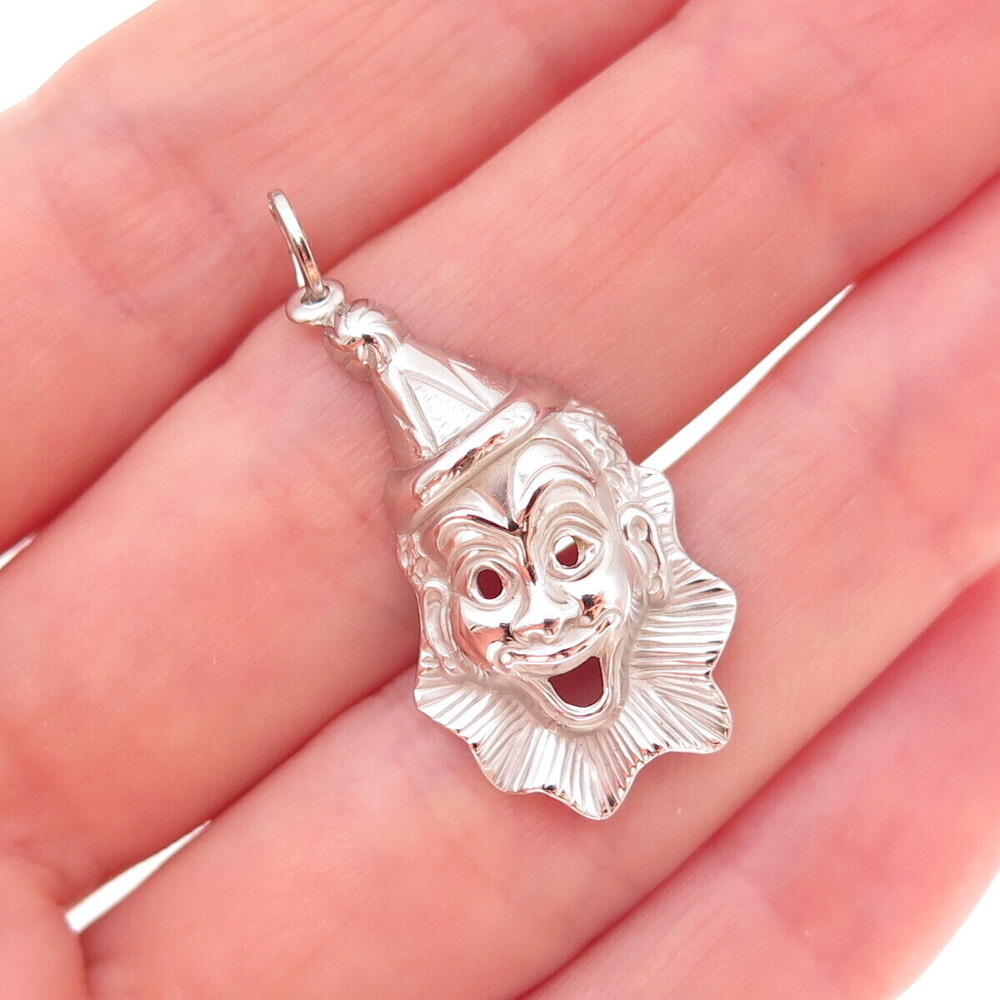 Beau 925 Sterling Silver Vintage Clown Charm Pendant